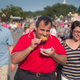 New Jersey Gov. Chris Christie samples fried peanut butter and jelly during a visit to the Iowa State Fair on Aug. 22, 2015, in Des Moines, Iowa. (Scott Olson/Getty Images)
